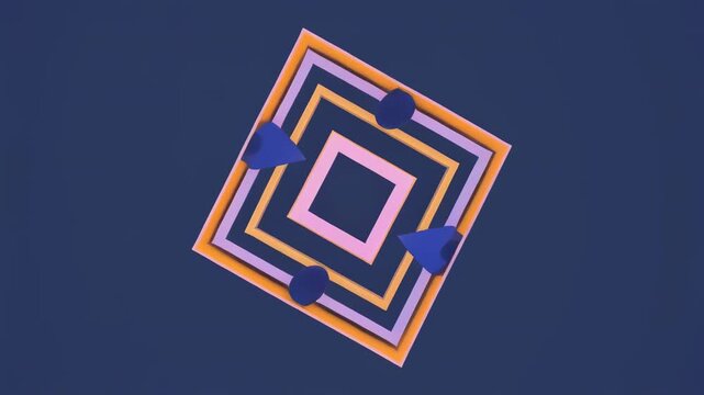 Abstract geometric animation with rotating 3D cube frames