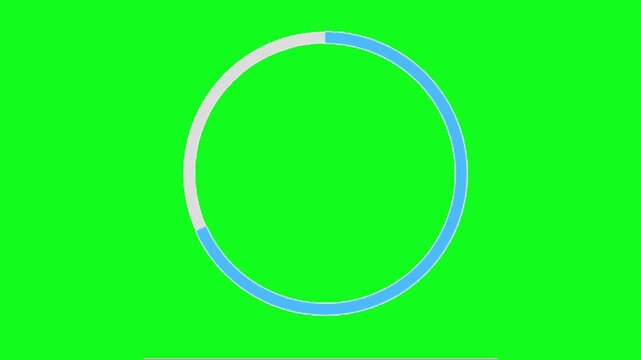 Blue circular loading bar animation on green screen for video editing overlay. A blue circular progress bar animation isolated on a green screen background.