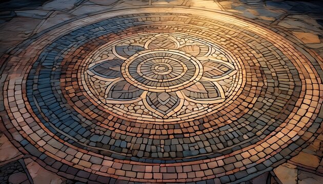 ancient stone mosaic floor pattern