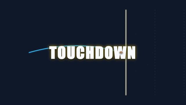 Graphic design element featuring the word touchdown with a minimalist line on a dark background.