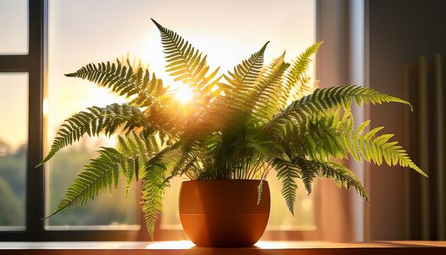 vibrant indoor potted fern eco friendly houseplant for home decor and interior design silhouettes