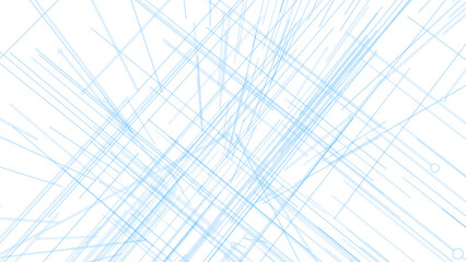 Fototapeta premium Abstract digital composition featuring glowing blue neon lines intersecting across a deep black geometric space