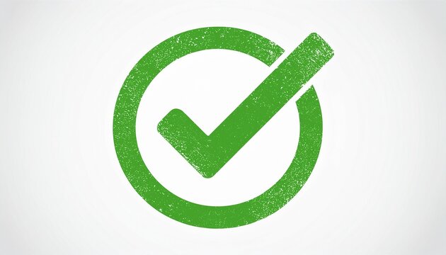 green check mark in circle with grunge effect stamp