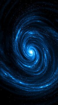 A view of an energy vortex swirling with glowing particles in dark space. The motion creates a dynamic and engaging visual display.