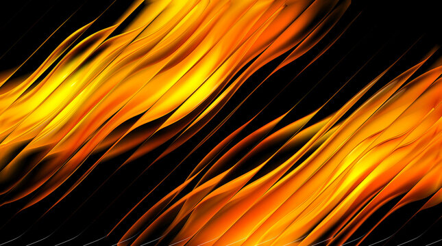 Glowing golden liquid waves move dynamically in a swirling motion across the dark frame with vibrant orange highlights and smooth textures that create artistic visual elegance