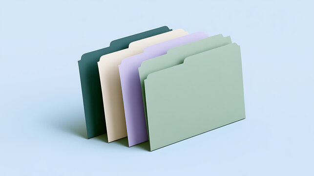 Minimalist setup featuring colorful file folders arranged neatly against a clean pastel background for modern professional office organization