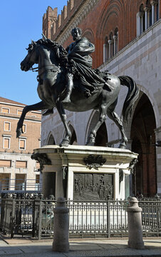 Monument to Ranuccio I Farnese, a famous bronze equestrian statue located in Piazza Cavalli Piacenza Italy