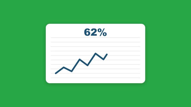 Flat Business Data Progress Chart with 18 Percent Counter Background Loop