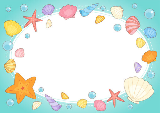 colorful seashell rectangle frame