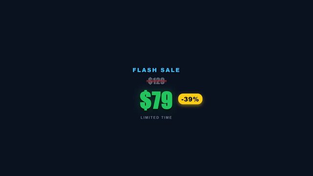Minimalist flash sale banner design with discounted price tag and percentage off.