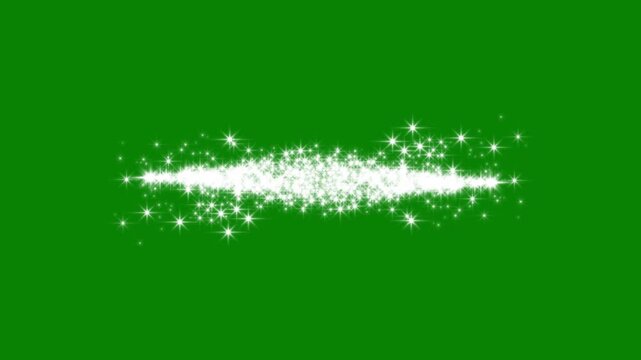 White sparkling particle waves converging and separating in dynamic motion on isolated green background for visual effects overlay