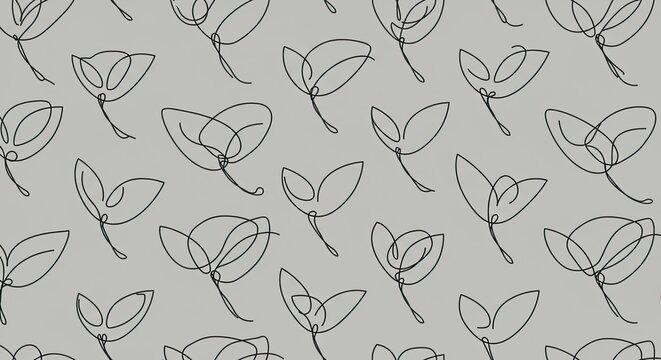 Seamless pattern of white floral designs on a transparent background.