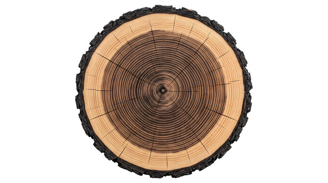 Circular Wood Log Cross Section With Natural Tree Rings Isolated On A Transparent Background Cutout Graphic