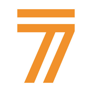 Modern Orange 7 Lettermark Logo with Geometric Typography for Technology Business Finance Construction Marketing and Corporate Branding