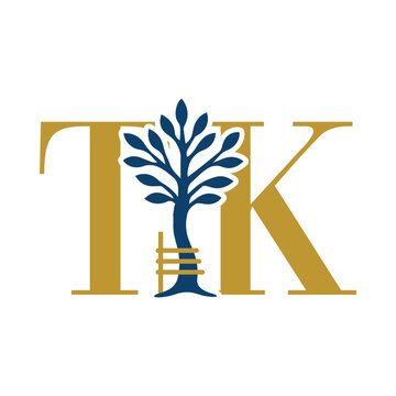 Elegant K Letter and Tree Logo combining Typography and Nature Symbol for Forestry Education Sustainability Business Consulting and Professional Branding