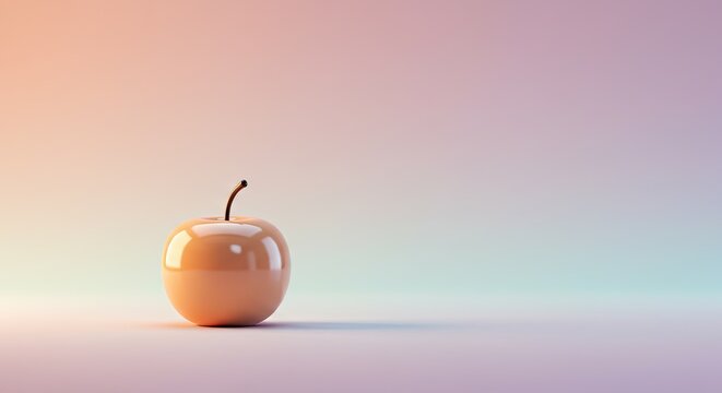 Single ripe apple resting on a plain surface against a gradient background.