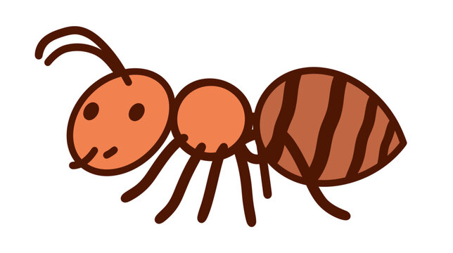 Brown cartoon ant worker character illustration.