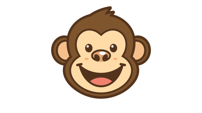 Smiling brown monkey head illustration.