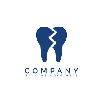 Minimalist dental logo design featuring a broken tooth icon for a professional dentistry clinic brand
