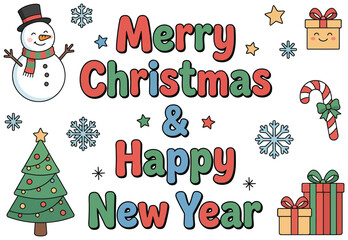 Fototapeta premium Merry Christmas and Happy New Year colorful holiday greeting card