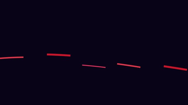 Minimalist red dashed line animation on dark 4k background, for motion and, ui red line, motion animation