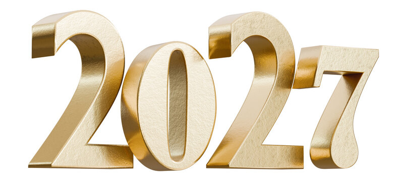 Metallic gold numbers for the year 2027