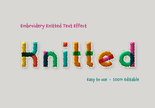 Embroidery Knitted Text Effect