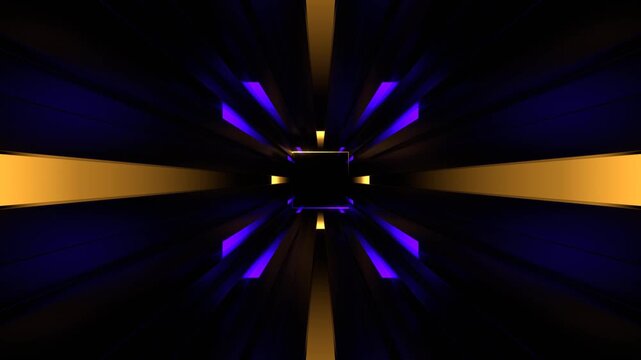 Purple and Yellow Neon Saw Lines Tunnel Background VJ Loop in 4K