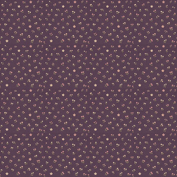 Deep Plum Seamless Pattern with Tiny Soft Botanical Flowers