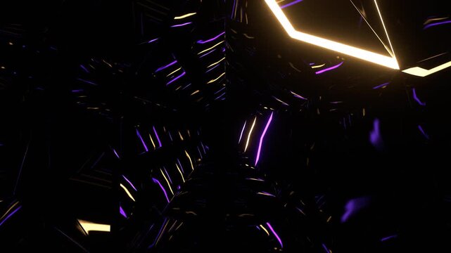 Purple and Yellow Pentagon Strobe Tunnel Background VJ Loop in 4K