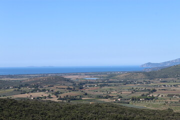 Obraz premium Panoramic View of Maremma Countryside and Tyrrhenian Sea from Capalbio