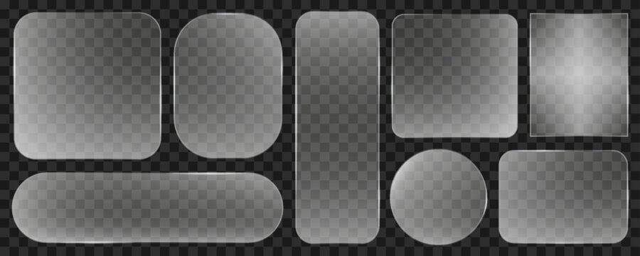 Liquid glass morphism frame. Light glass box frame with neon effect for square ux icon. Transparent text box. 3D glass buttons with glassmorphism effect and reflection