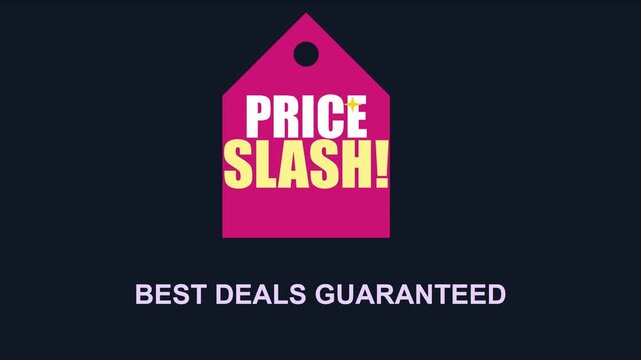Price slash deals guaranteed motion for sales promotion and e-commerce marketing animation 4k