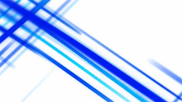 Abstract animation featuring dynamic blue and light blue lines crossing and moving against a bright white backdrop. Ideal for technology, business, and modern design projects, creating a clean 