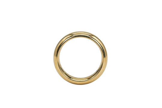 Polished yellow gold wedding band ring with a smooth rounded surface isolated on a transparent background