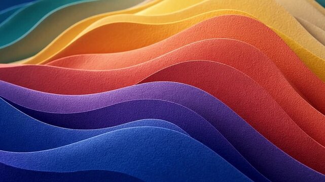 Colorful Layered Paper Waves Flow Through Endless Motion