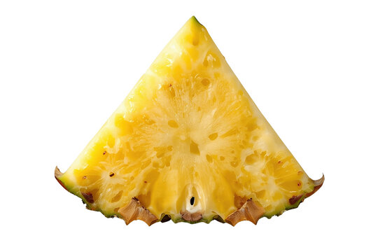 Fresh triangular pineapple slice with yellow pulp