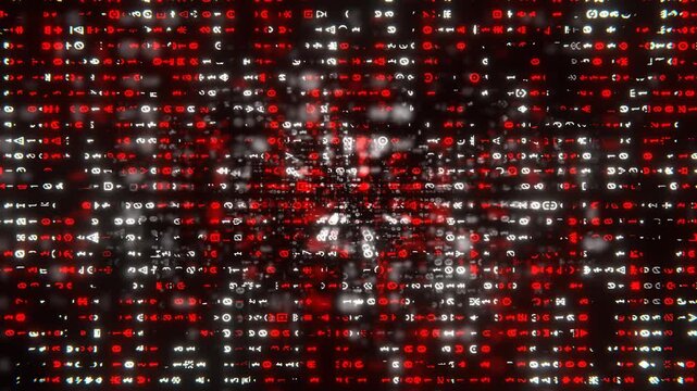 Red and White Neon Alien Code Background VJ Loop in 4K