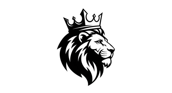 Royal lion head with crown illustration