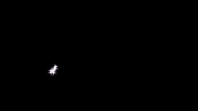 Luxury white glitter sparkle animation, white twinkling particles shimmer, magic glitter dust trail, twinkling shimmer line effect, doodle stars motion, seamless shiny transition black background. 4k
