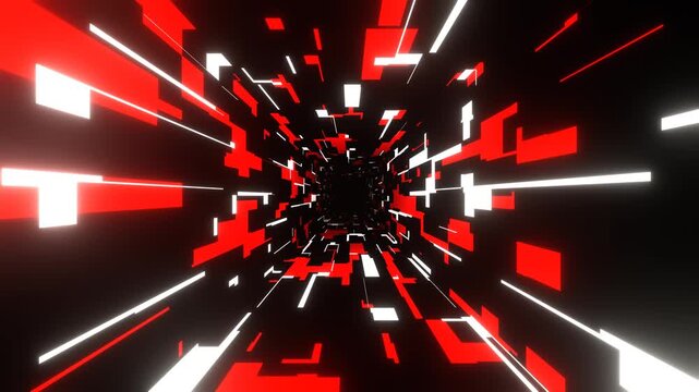 Red and White Neon Digital Corridor Background VJ Loop in 4K