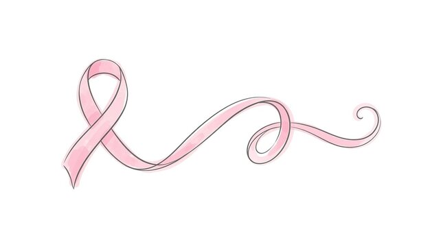 Pink awareness ribbon symbol isolated on white background for health and support campaigns