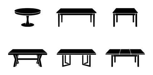 Fototapeta premium Table Icons Set, Modern Furniture Collection, Various Table Designs Vector Graphics