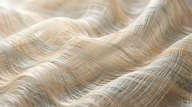 Abstract background of flowing beige fabric with soft waves and elegant texture.