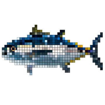 Retro Pixel Art Tuna Fish Transparent PNG