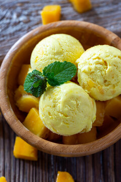 Homemade mango ice cream.