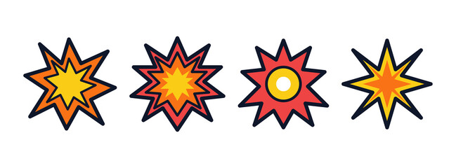 Set of comic book explosion shapes, cartoon blast icons, vector illustration isolated on transparent background © NURJAHAN