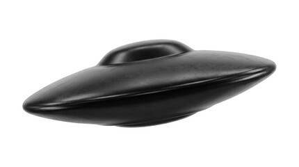 Sleek aerodynamic black ufo saucer with polished finish perfect for high quality science fiction renderings. © Isolated_png