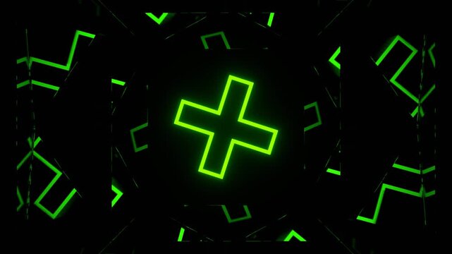 Green and Blue Strobe Cross in Mirror Tunnel Background VJ Loop in 4K