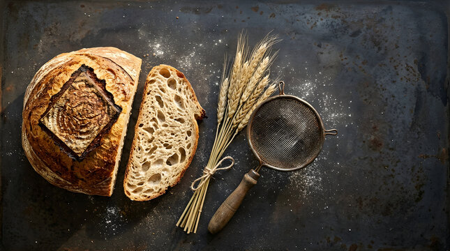 Artisan Sourdough Loaf Floured Warm Light Business Header Banner